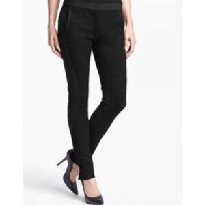 Diane Von Furstenberg Pants Womens 8 Harmony Stretch Scroll Black Lace Ponte